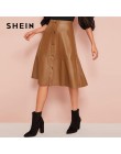SHEIN czarna porządna pojedyncze łuszcz skórzana elegancka spódnica trzy czwarte kobiet 2019 jesień wysokiej talii biurowa, dams