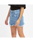 LASPERAL damska niebieska z rozcięciami Casual Mini jeansowa spódniczka 2020 letnia nowa Bodycon damska spódnica podstawowe dżin