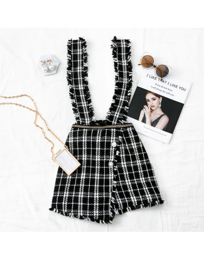 Asymetria Mossha Vintage wysoka talia tweed spódnice damskie 2019 jesień zima Fringe pasek przycisk culottes kobieta Sexy party 