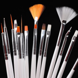 15 sztuk długi tren pędzelek do zdobień plastikowy uchwyt, gałka Hook Line Pen Nail arties zestaw krótki miniaturowy detal miękk