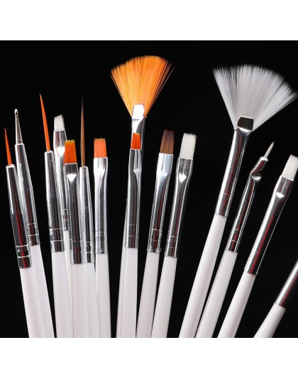 15 sztuk długi tren pędzelek do zdobień plastikowy uchwyt, gałka Hook Line Pen Nail arties zestaw krótki miniaturowy detal miękk