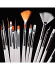 15 sztuk długi tren pędzelek do zdobień plastikowy uchwyt, gałka Hook Line Pen Nail arties zestaw krótki miniaturowy detal miękk