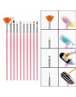 15 sztuk długi tren pędzelek do zdobień plastikowy uchwyt, gałka Hook Line Pen Nail arties zestaw krótki miniaturowy detal miękk