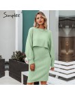 Simplee elegancki 2 sztuk kobiety sukienka z dzianiny Slim sweter bez rękawów sukienka jesień zima sweter damski sweter sukienka