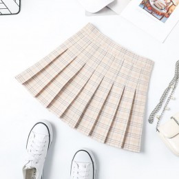 Kobiety Mini zakładka spódnica Harajuku Preppy styl kratę spódnice słodkie japońskie mundurki szkolne panie jupiter Kawaii spódn