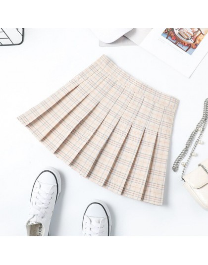 Kobiety Mini zakładka spódnica Harajuku Preppy styl kratę spódnice słodkie japońskie mundurki szkolne panie jupiter Kawaii spódn