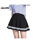ALSOTO moda lato styl kobiety spódnica jednolity kolor seksowna wysoka talia plisowana spódnica czarna koreańska wersja Mini lin