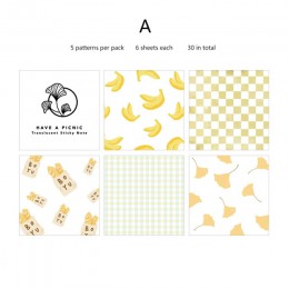 Panie papier 30 sztuk/partia przezroczyste do masła arbuz Blueberry Memo Pad Scrapbooking materiał kreatywny luźne liści Memo Pa