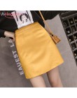 Aelegantmis Summer Fashion eleganckie kobiety Pu skórzana spódnica Casual wysoka talia Mini spódniczka damska linia krótkie spód