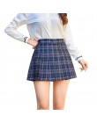 Kobiety moda Mini plisowana spódnica dorywczo luźna w kratę spódnica 2020 nowy koreański styl spódnica linii wysokiej talii kawa