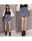 Aelegantmis Summer Fashion eleganckie kobiety Pu skórzana spódnica Casual wysoka talia Mini spódniczka damska linia krótkie spód