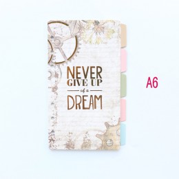 Domikee śliczne 6 pierścieni dzielnik indeksu papieru do binder planner notes do zapisywania, cukierki zeszyt akcesoria A5 A6