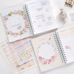 2020 Planner cewka notatnik A5 Kawaii Palnner książka Bullet Journal pamiętnik roczny miesiąc tydzień Plan kreskówka kwiat notat