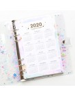 Domikee śliczne przezroczyste pcv cekiny okładka biuro szkoła 6 pierścienie binder spiral planner agenda organizator notebooki b
