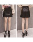 Aelegantmis Summer Fashion eleganckie kobiety Pu skórzana spódnica Casual wysoka talia Mini spódniczka damska linia krótkie spód
