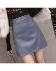 Aelegantmis Summer Fashion eleganckie kobiety Pu skórzana spódnica Casual wysoka talia Mini spódniczka damska linia krótkie spód