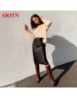 OOTN w stylu casual, z jedwabiu czarna spódnica kobiety lato jesień do kolan urząd Lady wysokiej talii eleganckie satynowe spódn