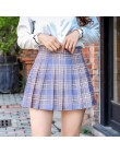 Kobiety moda Mini plisowana spódnica dorywczo luźna w kratę spódnica 2020 nowy koreański styl spódnica linii wysokiej talii kawa