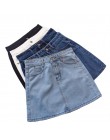 Lucyever moda koreański lato kobiety spódnica denim wysoka talia czarny mini spódniczki pakiet hip niebieskie dżinsy harajuku pl