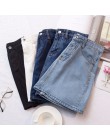 Lucyever moda koreański lato kobiety spódnica denim wysoka talia czarny mini spódniczki pakiet hip niebieskie dżinsy harajuku pl
