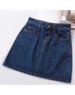 Lucyever moda koreański lato kobiety spódnica denim wysoka talia czarny mini spódniczki pakiet hip niebieskie dżinsy harajuku pl