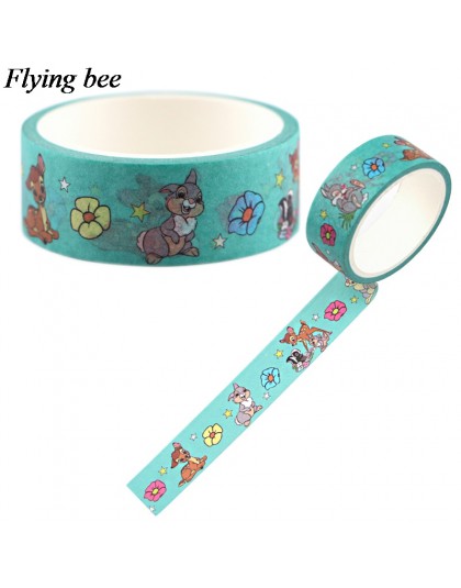 Flyingbee 15mmX5m papierowa taśma washi Fawn cartoon samoprzylepna taśma diy do scrapbookingu etykieta samoprzylepna maskująca T