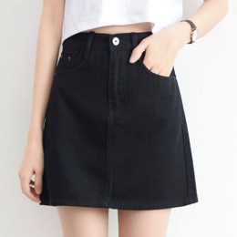 Lucyever moda koreański lato kobiety spódnica denim wysoka talia czarny mini spódniczki pakiet hip niebieskie dżinsy harajuku pl