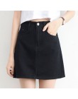 Lucyever moda koreański lato kobiety spódnica denim wysoka talia czarny mini spódniczki pakiet hip niebieskie dżinsy harajuku pl