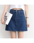 Lucyever moda koreański lato kobiety spódnica denim wysoka talia czarny mini spódniczki pakiet hip niebieskie dżinsy harajuku pl
