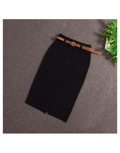 USWMIE jesienno-zimowa Casual kobiety wysokiej talii do kolan dzianiny spódnica ołówkowa eleganckie wąskie długie spódnice wysok