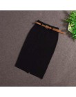 USWMIE jesienno-zimowa Casual kobiety wysokiej talii do kolan dzianiny spódnica ołówkowa eleganckie wąskie długie spódnice wysok