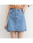 Lucyever moda koreański lato kobiety spódnica denim wysoka talia czarny mini spódniczki pakiet hip niebieskie dżinsy harajuku pl
