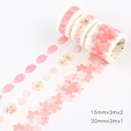 Pan papieru 3 sztuk/pudło japoński Sakura Cherry Blossom Scrapbooking DIY różowy Washi taśma Bullet Journaling dekoracji taśmy m