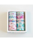 10 sztuk/partia wiśni kwiaty Washi taśmy Flamingo jednorożec klej dekoracyjny taśmy maskujące dla Scrapbooking Decor śliczne Pap