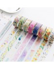 Laser kolor złota folia papierowa taśma washi 15mm kwiatowy dinozaur ptak jednorożec samoprzylepne taśmy maskujące DIY naklejki 