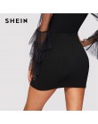 SHEIN czarna botaniczna haftowana teksturowana spódnica w stylu casual, na zamek błyskawiczny wyjściowa krótka spódniczka damska