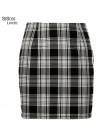 Sisterlinda Vintage czarna spódnica Mini w szkocką kratkę kobiet wysokiej talii Mini spódnica Fashion Office Lady Party boczne s