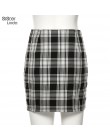 Sisterlinda Vintage czarna spódnica Mini w szkocką kratkę kobiet wysokiej talii Mini spódnica Fashion Office Lady Party boczne s