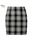 Sisterlinda Vintage czarna spódnica Mini w szkocką kratkę kobiet wysokiej talii Mini spódnica Fashion Office Lady Party boczne s