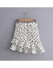 Kobiety moda polka dot druku plisowana asymetryczna spódnica faldas mujer panie z powrotem na zamek błyskawiczny vestidos elegan