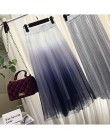Surmiitro długa spódnica z tiulu kobiet 2020 wiosna lato Gradient koreański elegancki wysokiej talii linia plisowana spódnica tr