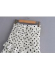 Kobiety moda polka dot druku plisowana asymetryczna spódnica faldas mujer panie z powrotem na zamek błyskawiczny vestidos elegan