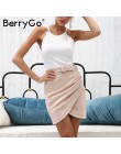 BerryGo wysokiej talii pas zamszowa skórzana spódnica kobiet jesień zima nieregularne bodycon mini spódnica seksowna sukienka ko