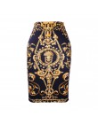 Moda zachodnia wspaniały złoty kwiatowy print kobiety spódnice ołówkowe S-4XL panie plus rozmiar bodycon saias dziewczyny faldas