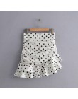 Kobiety moda polka dot druku plisowana asymetryczna spódnica faldas mujer panie z powrotem na zamek błyskawiczny vestidos elegan