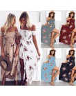 Kobiety Off Shoulder Floral Print sukienka boho kobiety plaża letnie sukienki damskie bez ramiączek długa, maksi sukienka Vestid