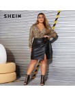 SHEIN Plus rozmiar czarny podziel Side Skinny PU spódnica kobiety jesień stałe duży rozmiar silnika burza efektowne Mini proste 