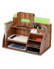 Wood Organizer na biurko biuro biurowe obsadka do pióra drewniany sortownik z szufladą Organizer Pen Pencil Organizer