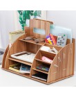 Wood Organizer na biurko biuro biurowe obsadka do pióra drewniany sortownik z szufladą Organizer Pen Pencil Organizer