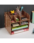 Wood Organizer na biurko biuro biurowe obsadka do pióra drewniany sortownik z szufladą Organizer Pen Pencil Organizer